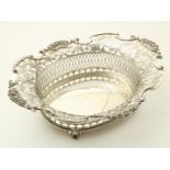 Engraved openwork silver bread basket