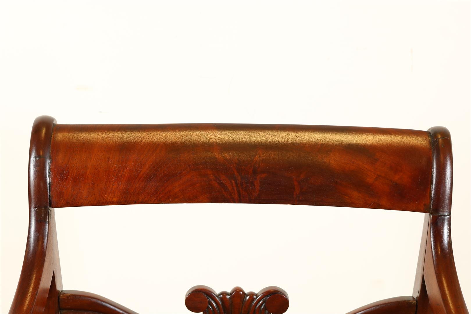 Mahogany Empire office chair with fabric seat, late 19th century. - Image 3 of 4