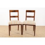 Set of mahogany chairs with silk woven seats, 19th century. (veneer missing on backrest)