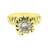 Yellow gold solitaire ring, set with diamonds, approx. 1.75 ct., G-H, Si2, grade 750/000, circa