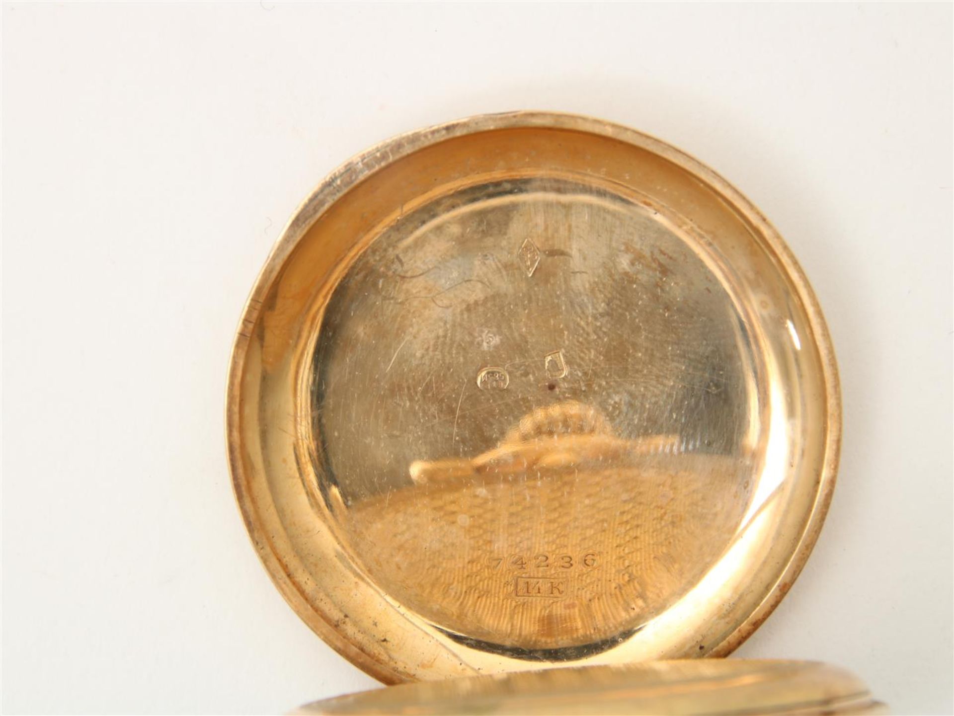 Pocket watch, yellow gold case, address: Antoine Frères, grade 585/000, numbered: 74236, diameter 46 - Image 3 of 3