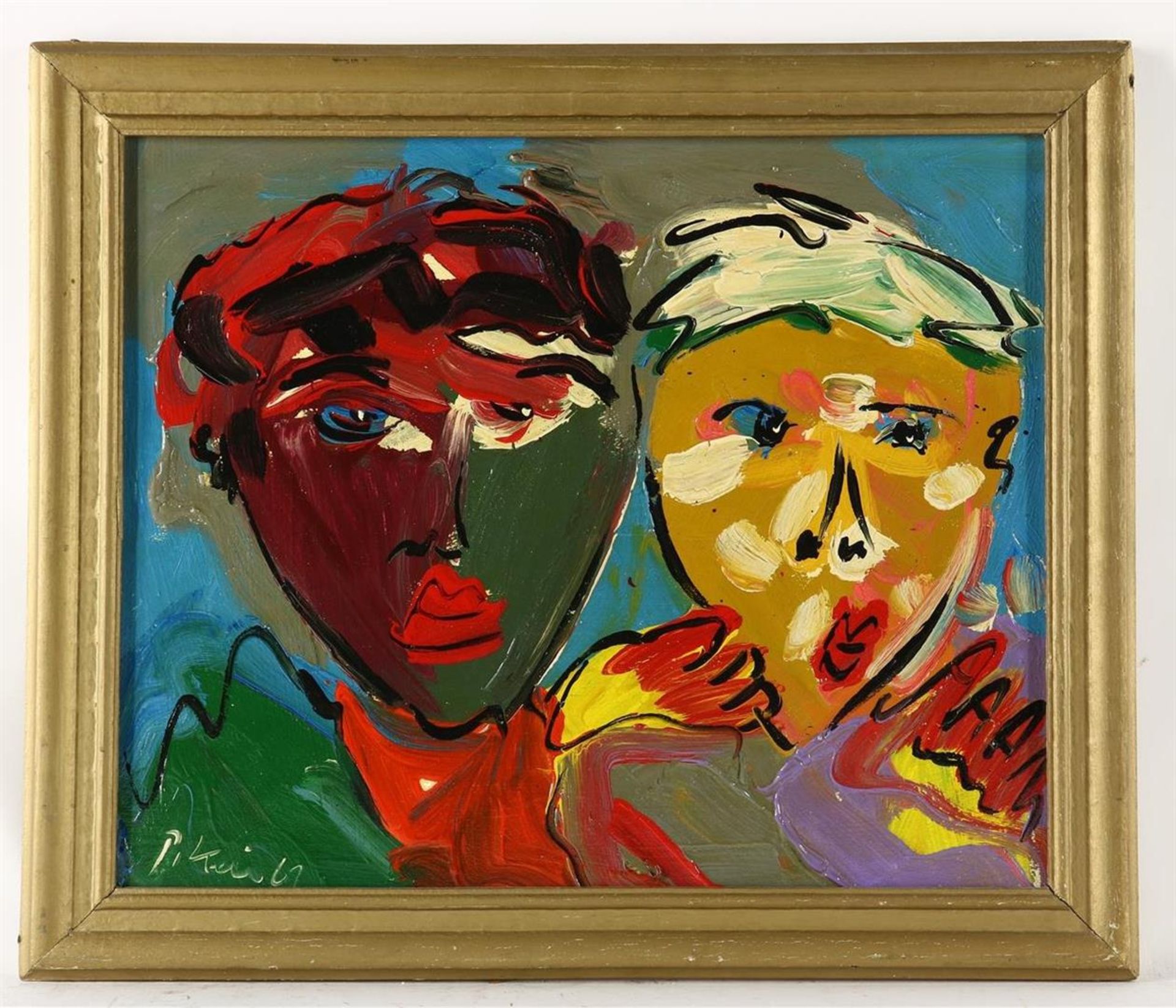 Peter Robert Keil (1942-) Portrait of 2 children, signed lower left, board 43 x 53 cm. - Image 2 of 4