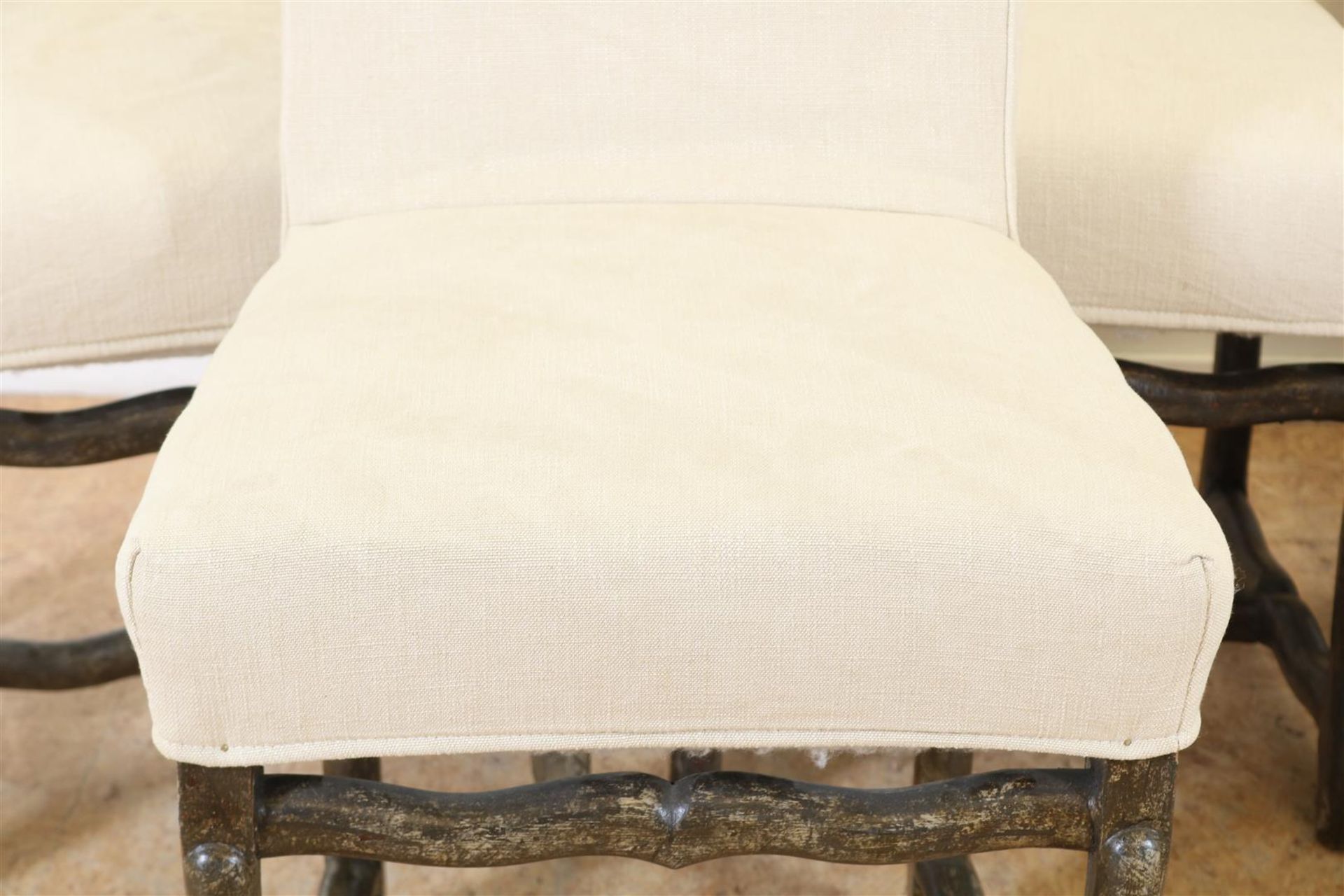 Series of 6 Baroque style chairs with cream upholstery. - Image 4 of 4