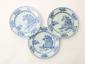 series of 3 porcelain plates, China second half 18th century