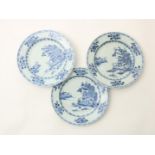 series of 3 porcelain plates, China second half 18th century