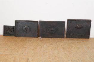 Lot of 4 various cast iron stove plates