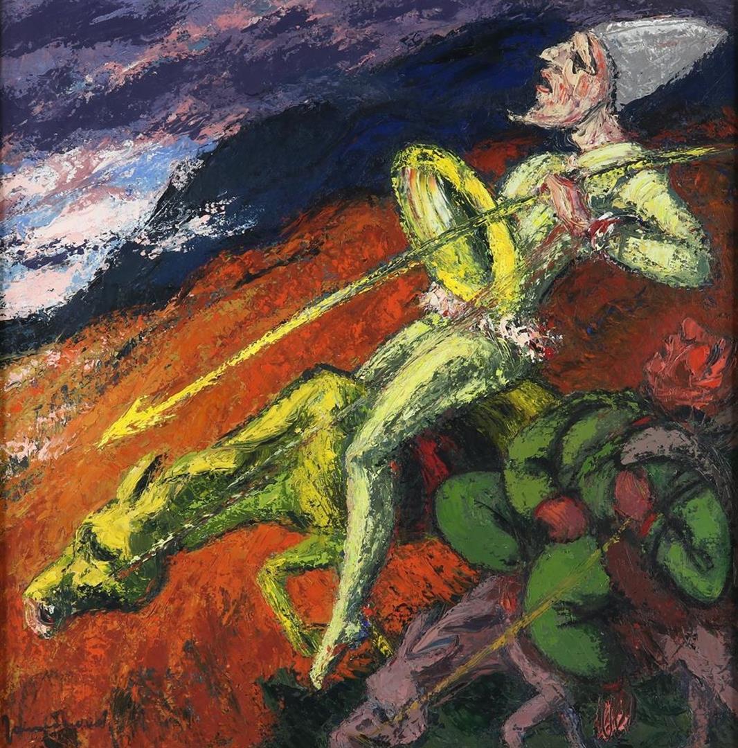 Jannes de Vries (1901-1986) Don Quixote and Sancho Panza, signed lower left, canvas 68 x 68 cm.