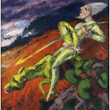 Jannes de Vries (1901-1986) Don Quixote and Sancho Panza, signed lower left, canvas 68 x 68 cm.
