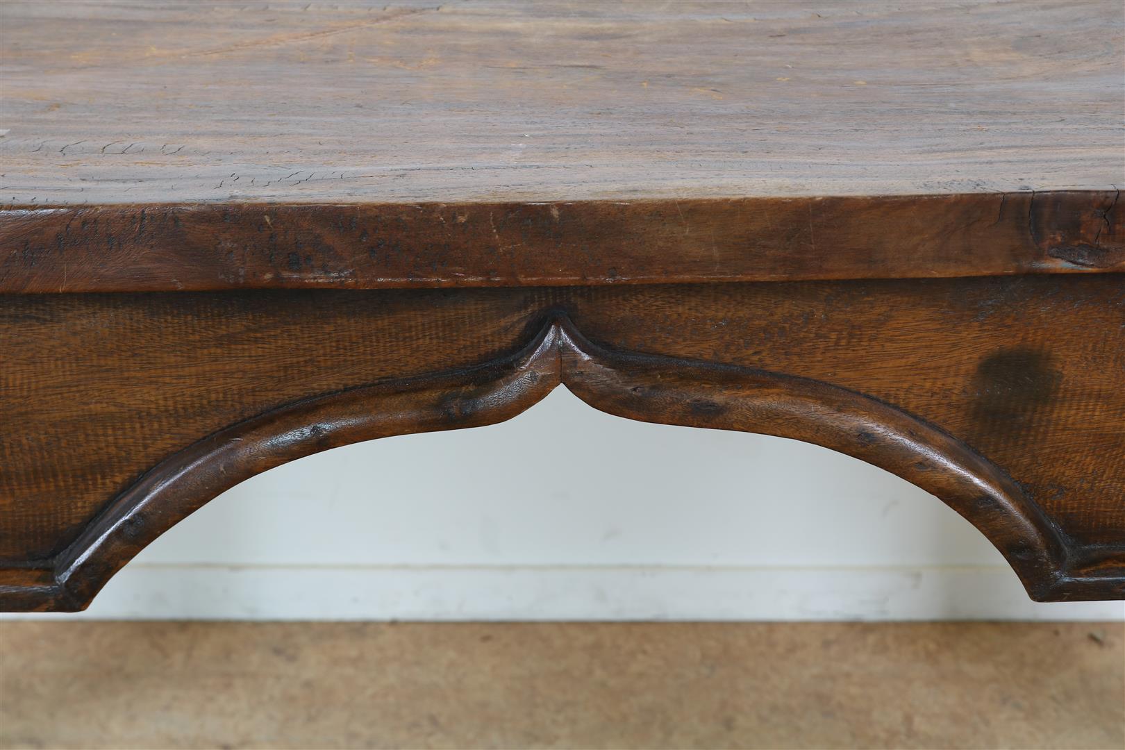 Teak table desk with 2 drawers on tapered legs, Indonesia, 83 x 175 x 73 cm. - Image 3 of 5