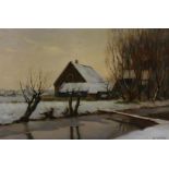 Lodewijk 'Louis' Soonius (1883-1956) Farm in a Dutch winter landscape, signed lower right. Canvas 40