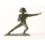 Merle Carvalho (1949-) "Scapino", signed on base, bronze, 24 x 22 x 9 cm. The statue was presented