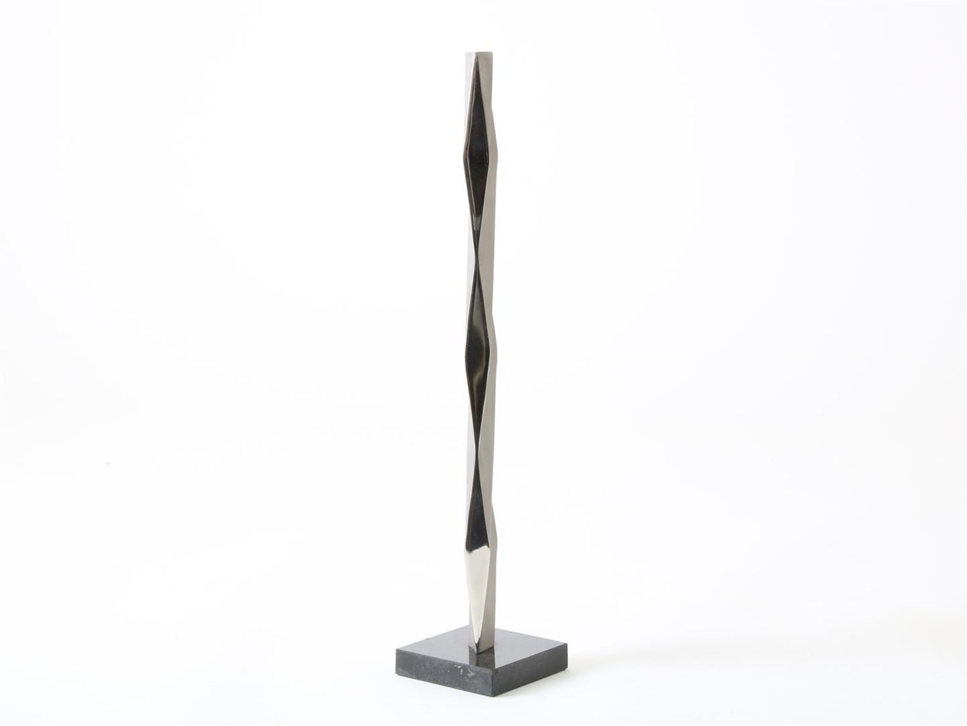 John Spek (1950-) 'Symbiosis', geometric abstract sculpture of metal on granite base, signed and - Image 2 of 5