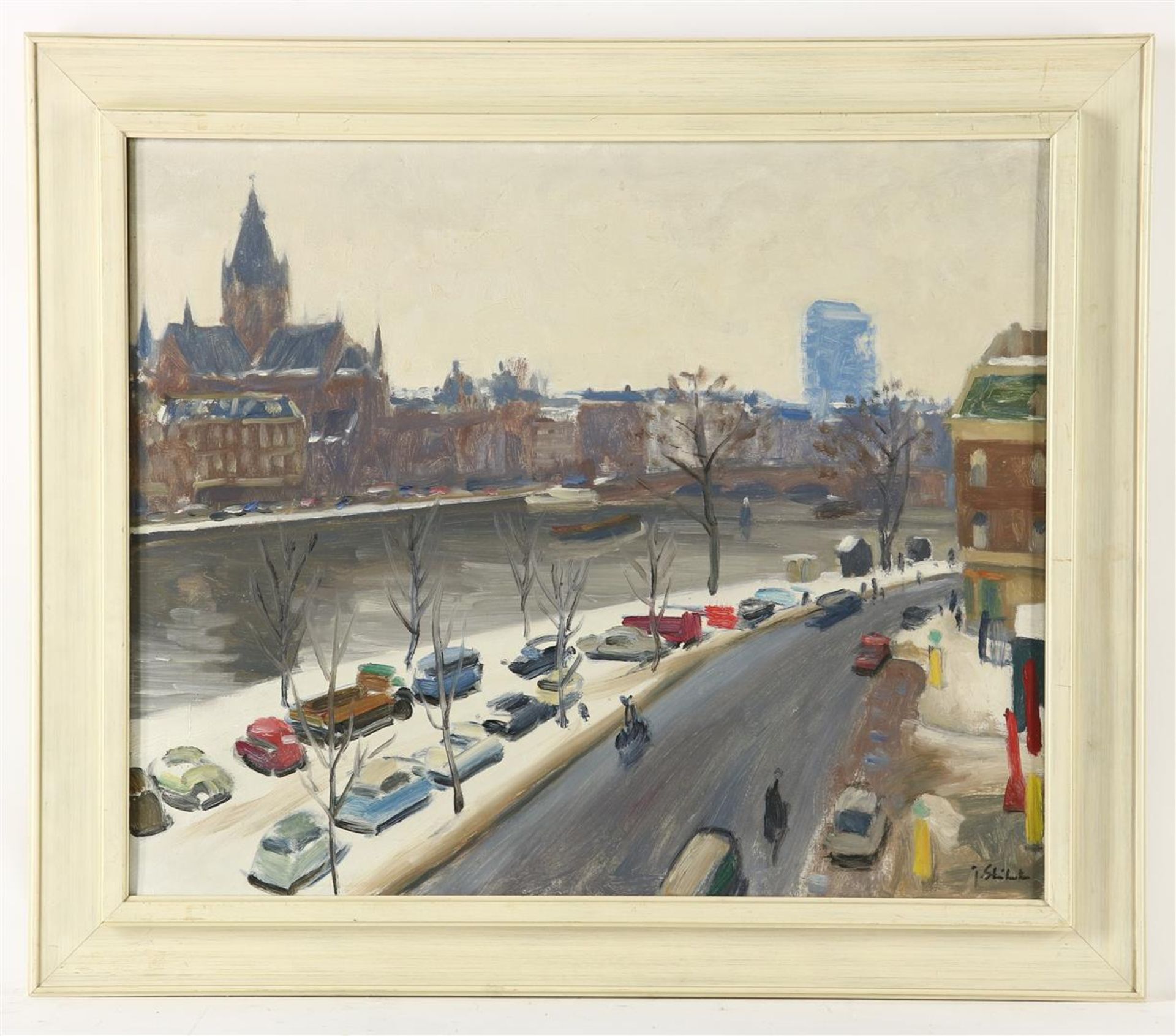 Joop Stierhout (1911-1997) Weesperzijde in Amsterdam, signed bottom right and verso on a retail - Image 2 of 4