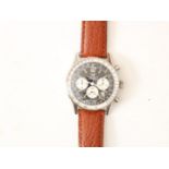 BREITLING, Navitimer, steel men's wristwatch, hand wound, with date, stopwatch, leather strap, in