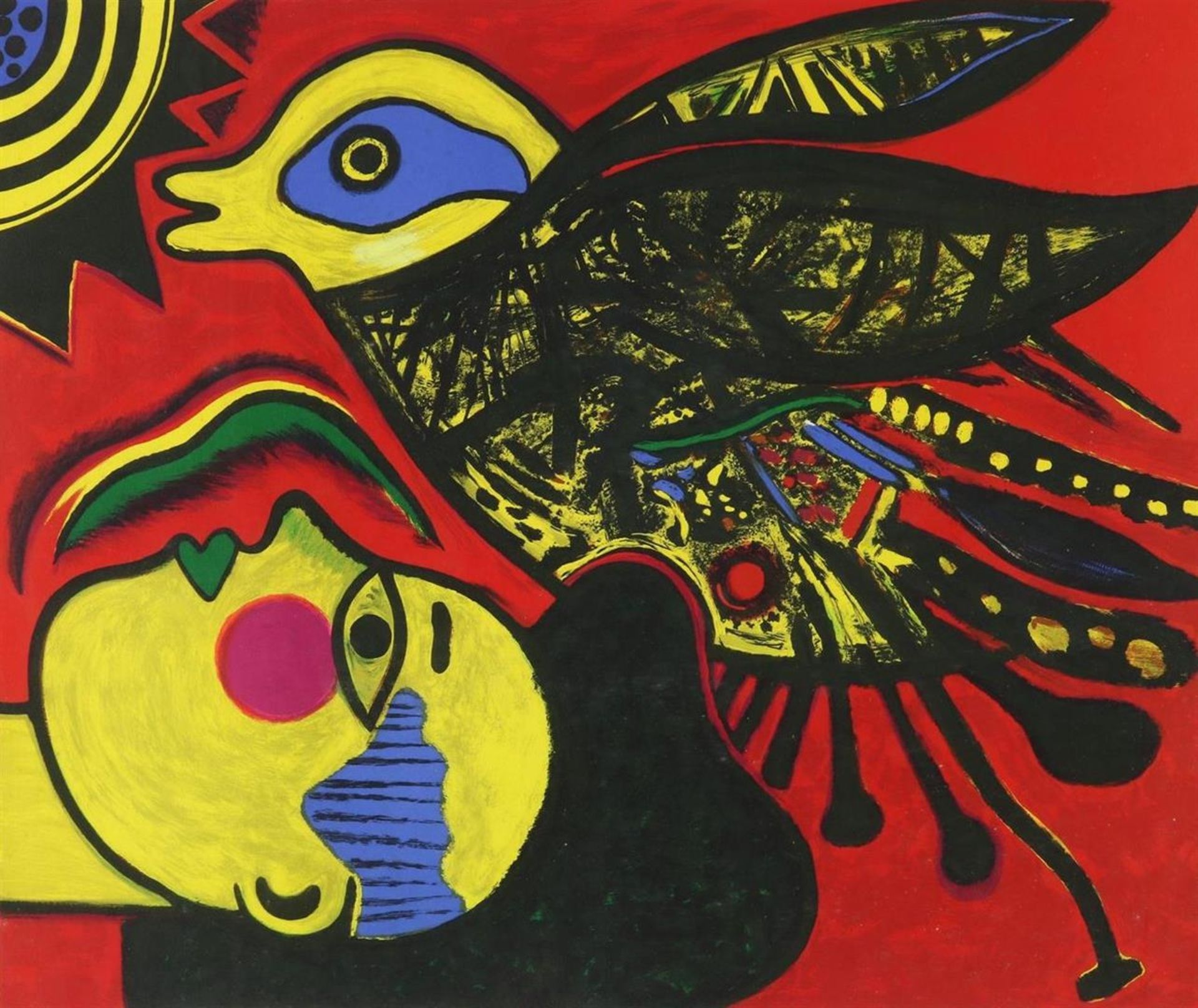 Corneille (Cornelis Guillaume van Beverloo) (1922-2010) L'oiseau en habit de fête, signed and