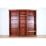 Teak bookcase with 6 open compartments, Indonesia, 240 x 245 x 31 cm. (3 separate parts)