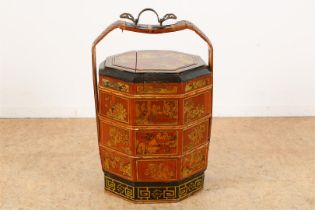 Red lacquer traditional wedding basket