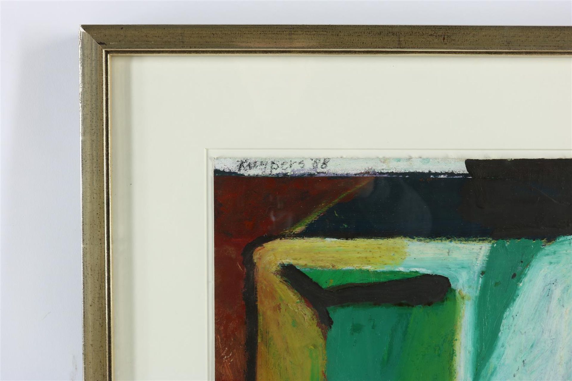 Modern composition, signed Kuypers top left and dated '88, oil on paper and canvas, 30 x 38 cm. - Image 3 of 4