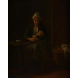 Dutch school, farmer's wife with baby