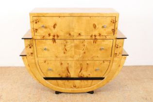 Burr walnut veneered Art Deco style chest