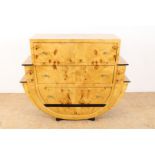 Burr walnut veneered Art Deco style chest
