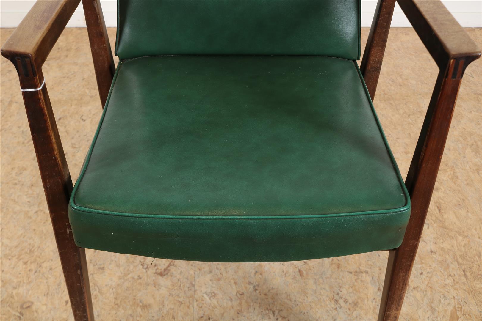 Thonet chair with green leatherette upholstery, midcentury, label on the bottom. (Upholstery with - Image 3 of 7