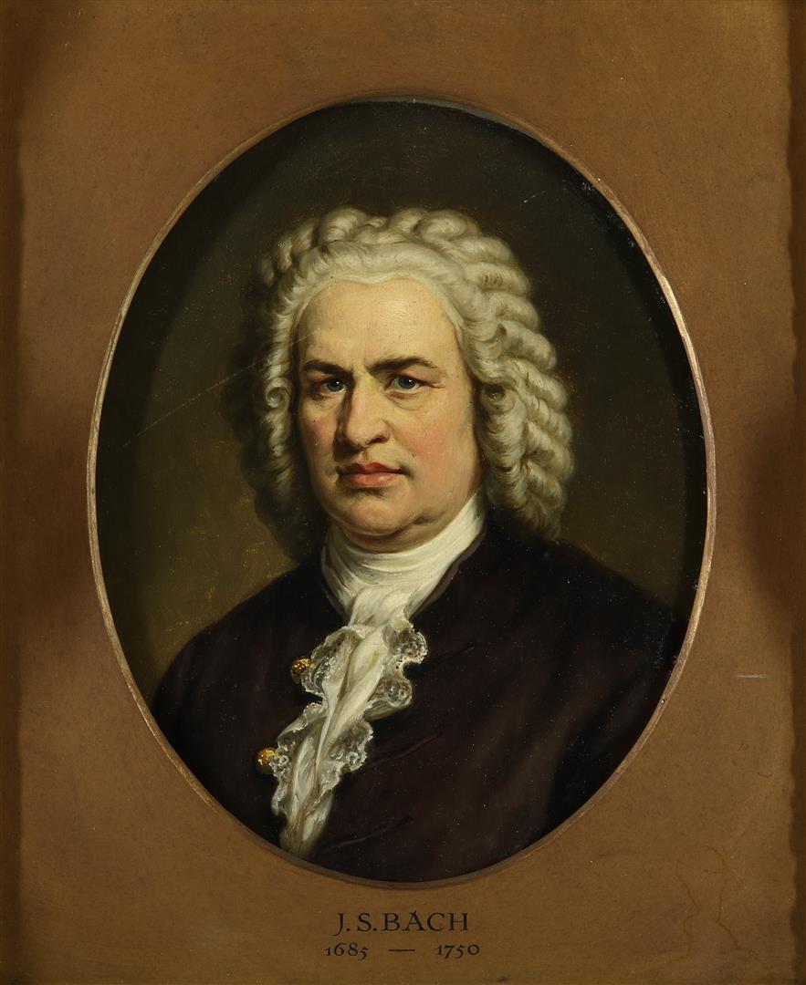 European school, 19th century. 4 male portraits including composers J.S Bach and G. Meyerbeer and - Image 4 of 10