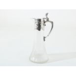 Crystal Jugendstil carafe with plated mount, WMF