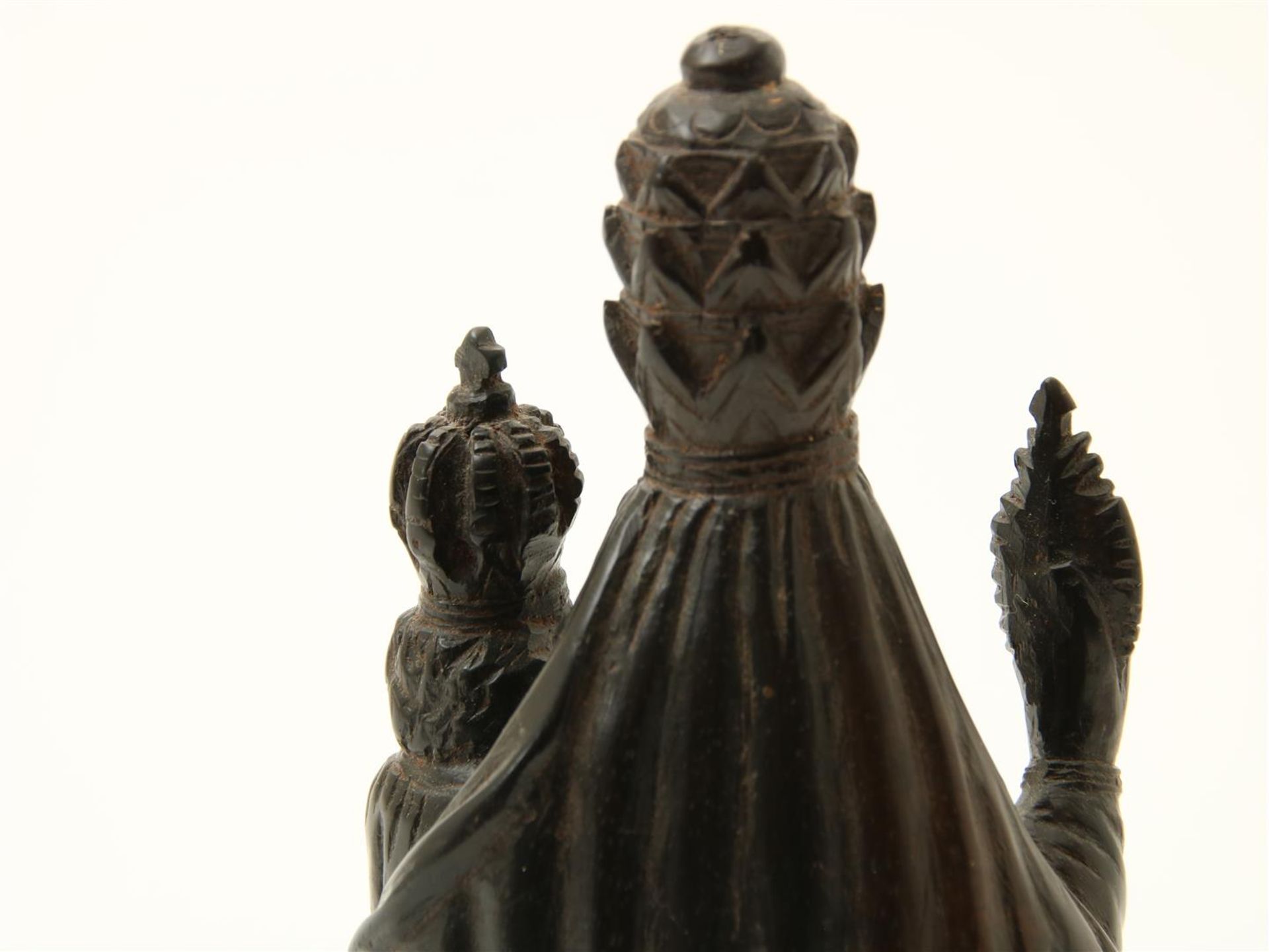 Ebony sculpture, Black Madonna with child, with inscription "m.v.s.s.", Italy, 19th century, - Image 4 of 4