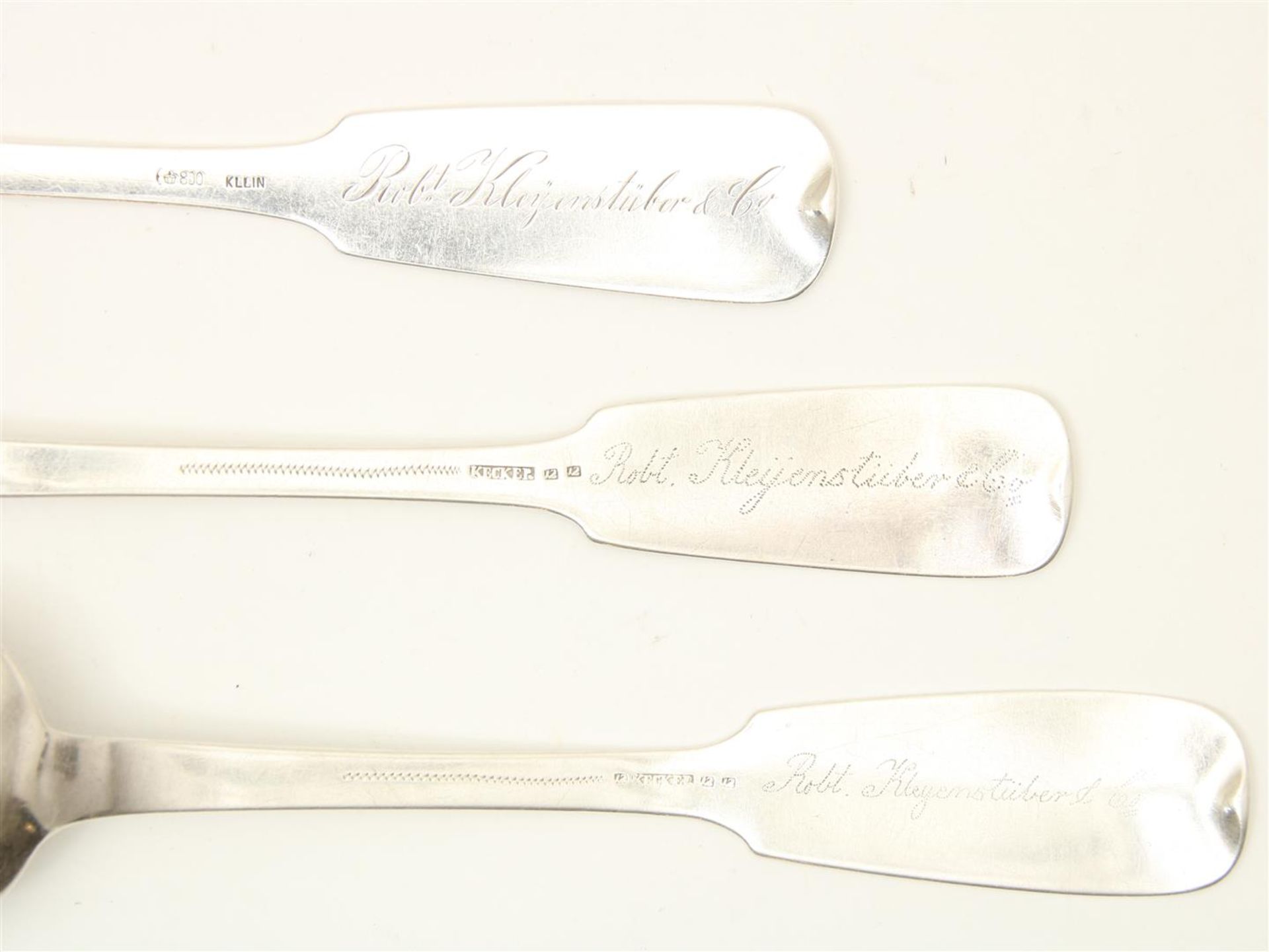 Three silver spoons "Oostzeelepels", 18th/19th Century, Robt Kleyenstuber & Co. - Bild 2 aus 2