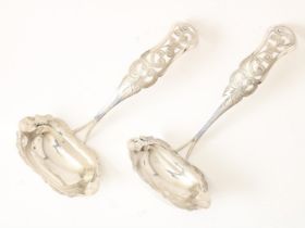 Set of silver Biedermeier sauce spoons
