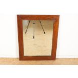 Mirror in rosewood frame with fruitwood inlaid trim, 19th century, 84 x 68 cm.