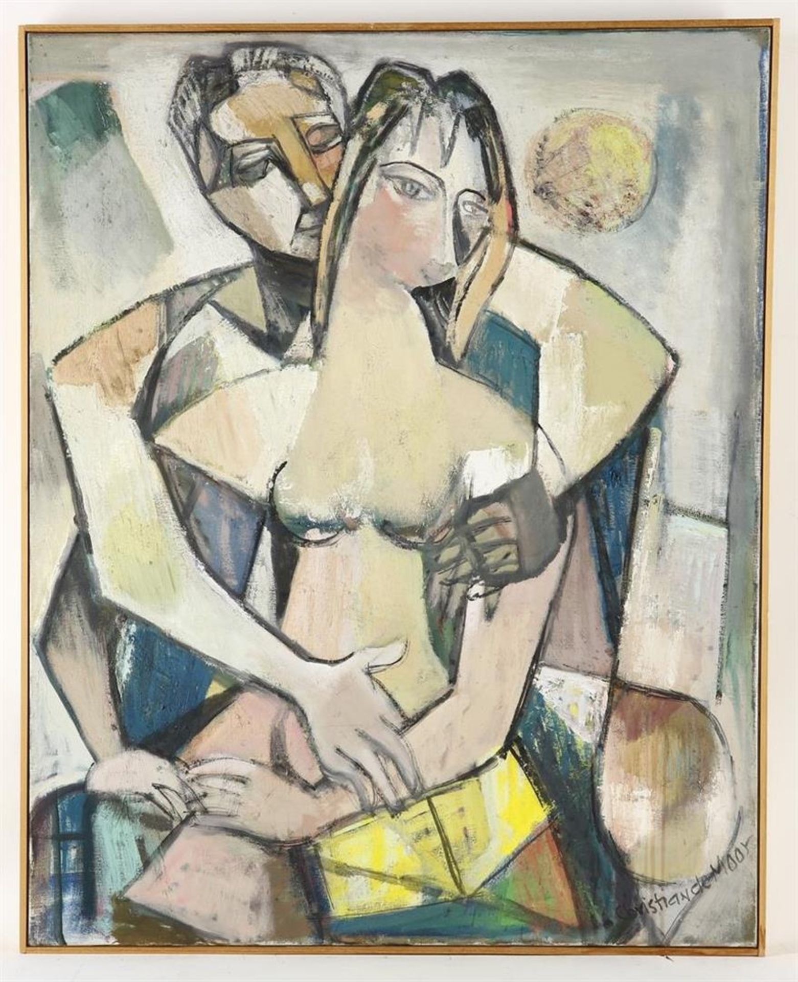 Christian de Moor (1899-1981) cubist couple, oil on canvas - Image 2 of 4