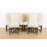 Series of 6 Baroque style chairs with cream upholstery.