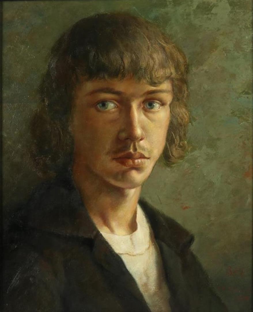 Henk, Helmantel (1945-) Portrait of a young man, probably self-portrait, signed and dated 1978,