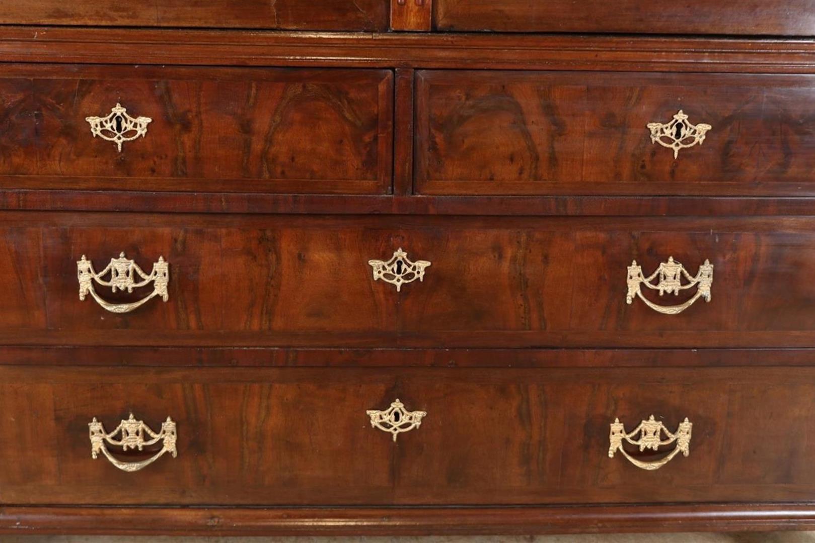 Mahogany Louis XVI cabinet, 2 panel doors with carved garlands and 4 drawers with bronze fittings, - Image 6 of 7