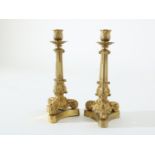 Set fire gilt brass candelabras