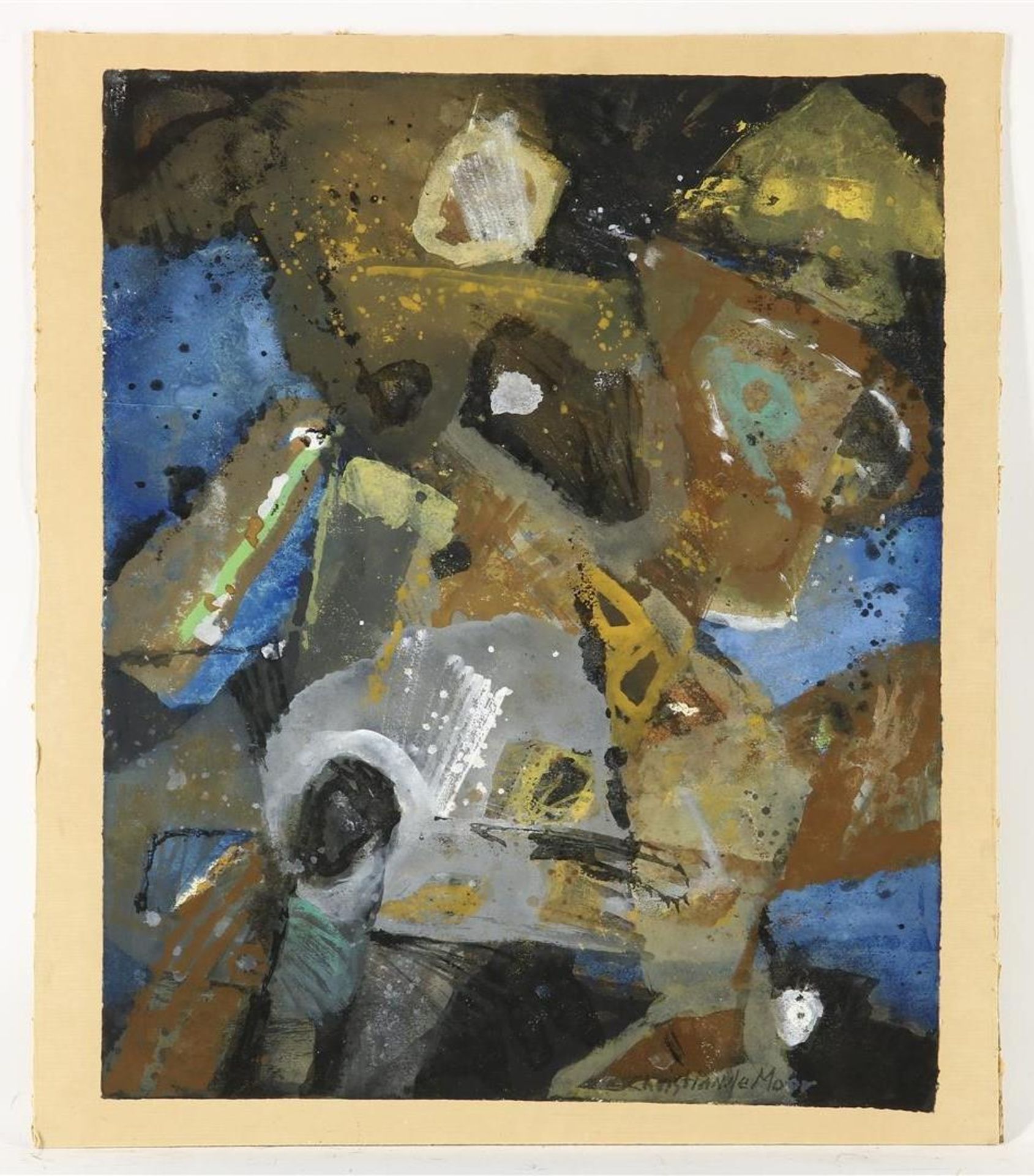 Christian de Moor (1899-1981) Abstract, signed lower right. Gouache on paper mounted on cardboard, - Image 2 of 4