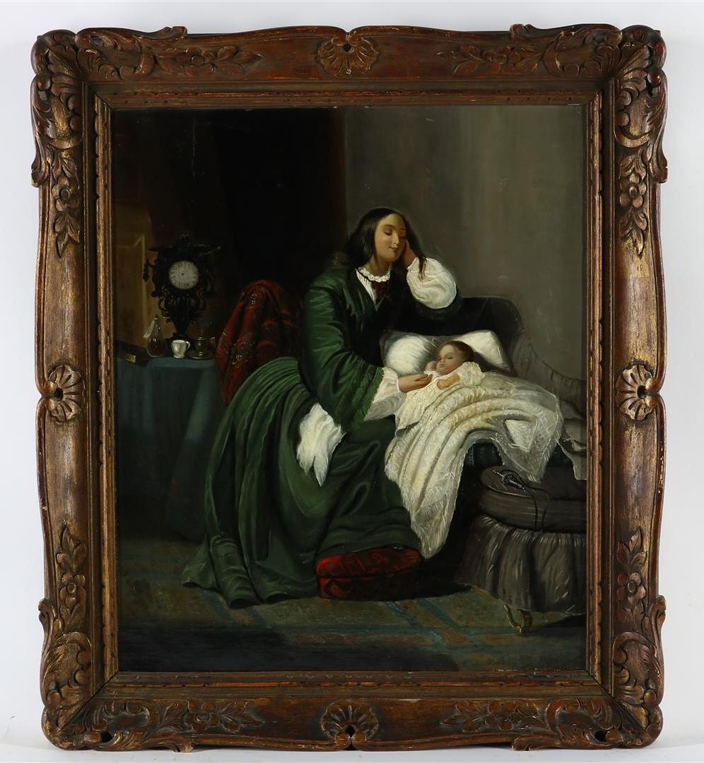 Lambert Joseph Mathieu (1804-1861) Mother with child, signed and dated 1850 lower right, canvas, - Image 2 of 4