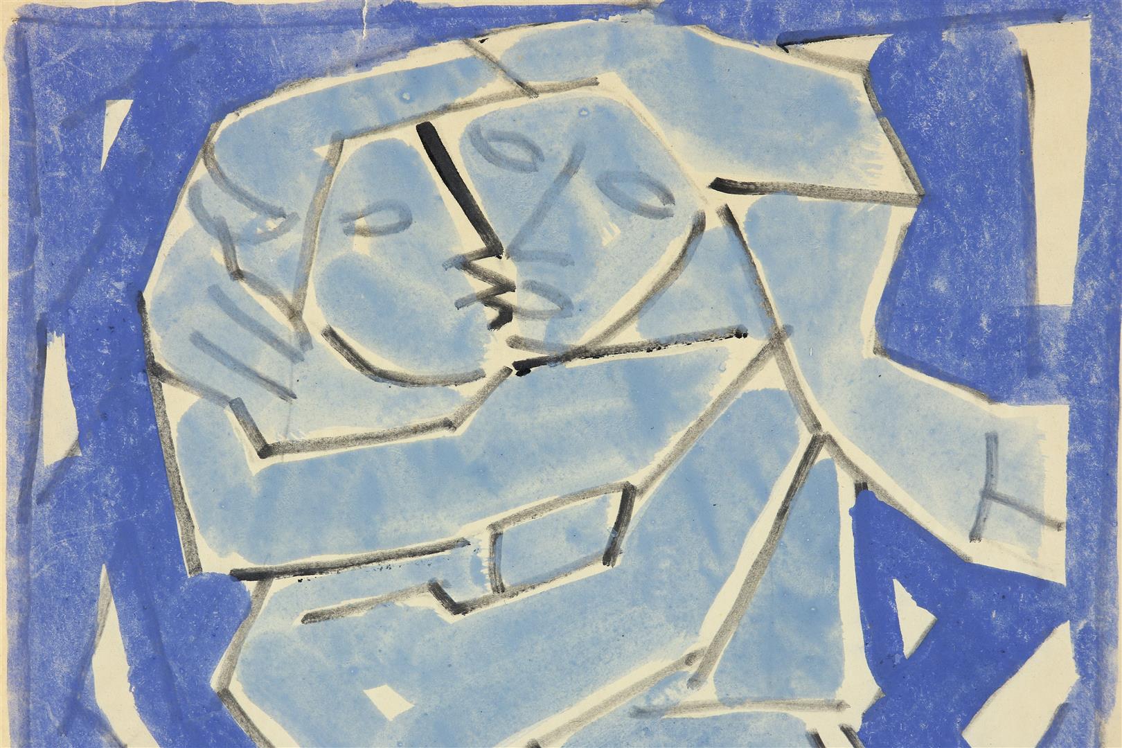 Christian de Moor (1899-1981) 'The Embrace', unsigned, watercolor 49 x 37 cm. Origin: family of - Image 3 of 3