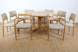 6 oak chairs and table, Niels Otto Moller