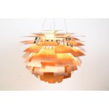Aluminum copper-colored design hanging lamp, model Artichoke, designed by Poul Henningsen for