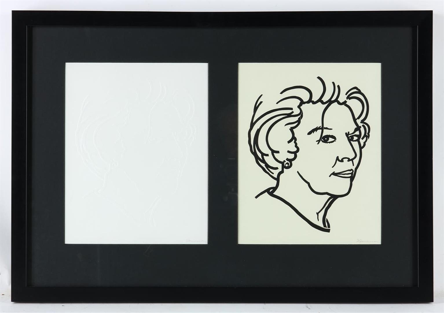 Jeroen Henneman (1942-) 'Queen Beatrix', two framed portraits of Princess Beatrix executed in - Image 2 of 5