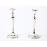 Set of candlesticks, decorated with pearl edge, engraved with monogram, Sheffield, England, maker'