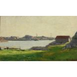 Frederik Kolstø (1860-1945) View of Norway, signed and dated 96' lower right. Board 27 x 44 cm.