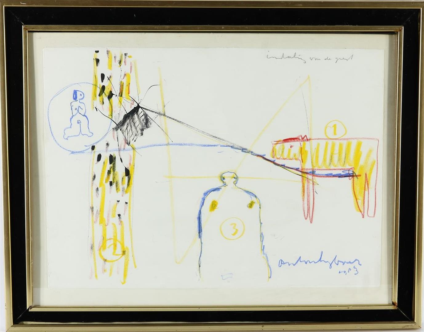 Anton Heyboer (1924-2005) 'Descent of the spirit', signed lower right and dated 1983, mixed media on - Image 2 of 5
