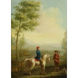 School of Albert Cuyp, Hunting scene with rider, 18th century. oil on panel 40 x 30 cm. Origin: