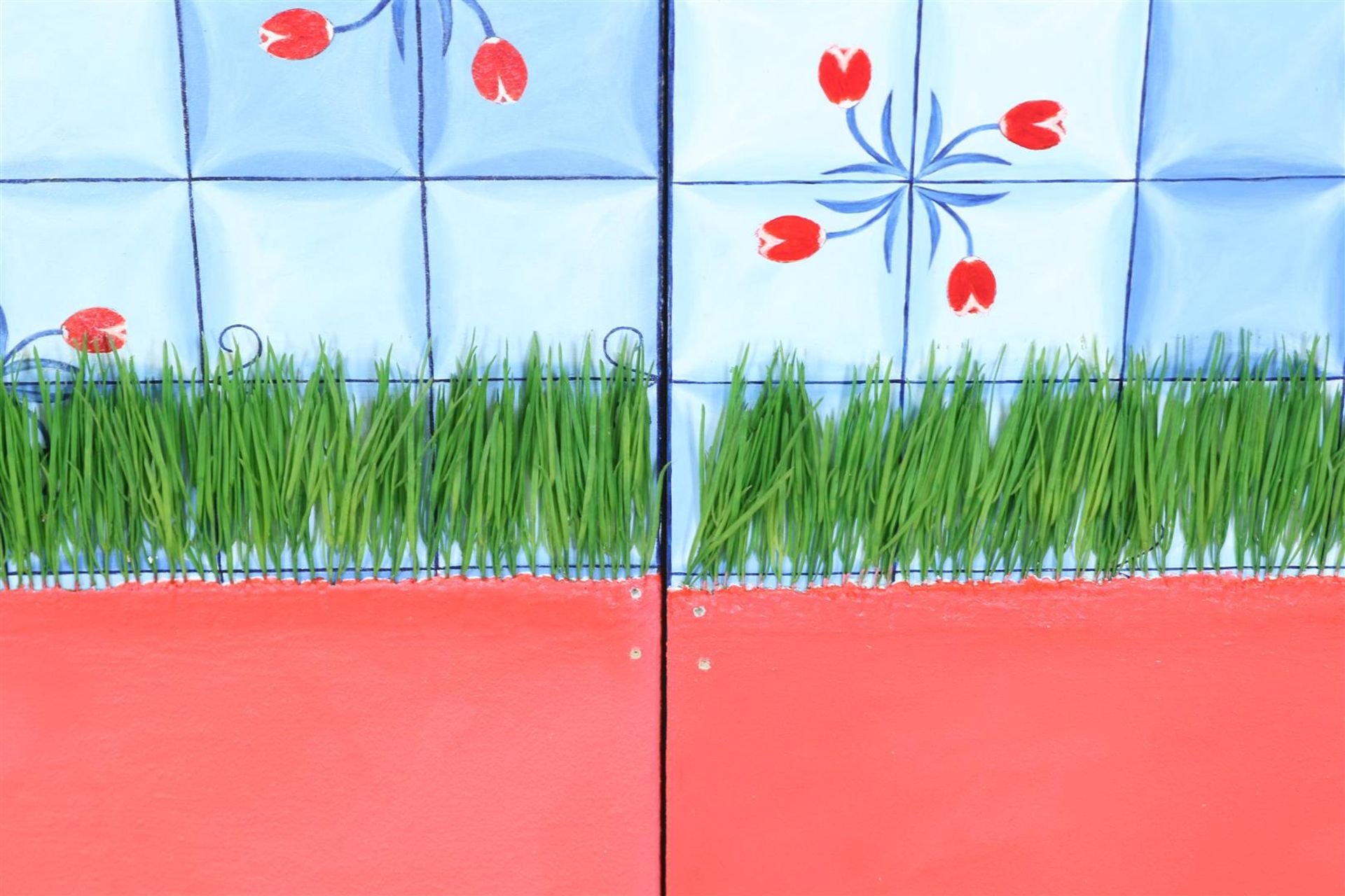 'Tulip', four-panel / folding screen, mixed technique on MDF, 4 panels of 180 x 60 cm. Can be - Image 5 of 5