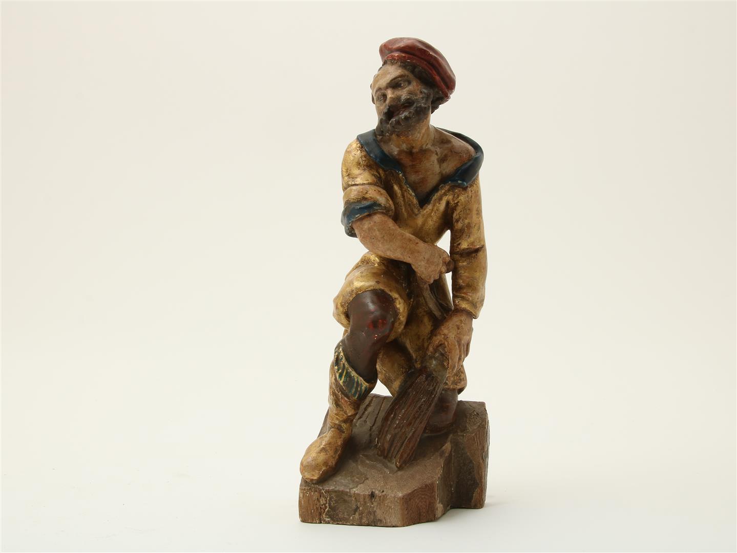 Oak sculpture, De Geselaar, original polychromy, probably Flanders, Antwerp, 16th century, height 29