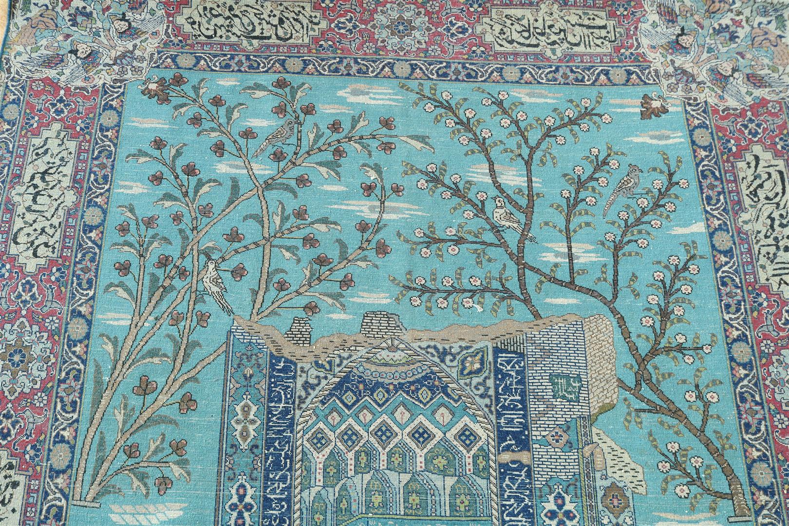 Wool and cotton tapestry, Tabriz, origin Azerbaijan Northwest Persia, with decor of Persian - Image 10 of 14